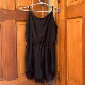 Dainty Hooligan Oh My Love Lace Romper - Black